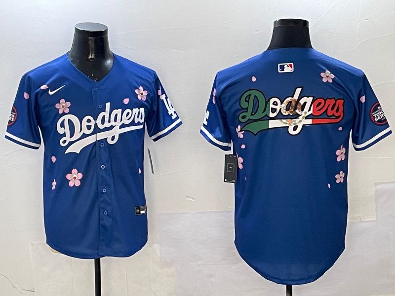 Men Los Angeles Dodgers Blank Blue Sakura Edition 2025 Nike MLB Jersey style 7->los angeles dodgers->MLB Jersey